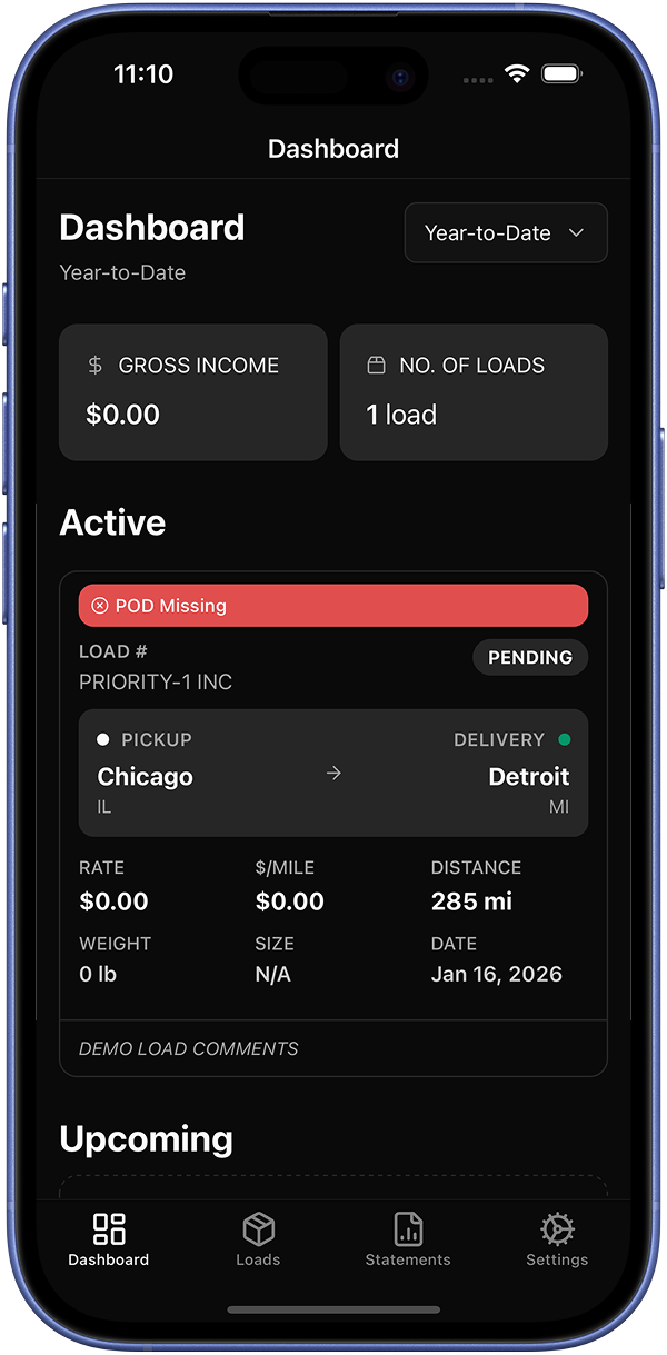PANKASTER driver app screenshot 1